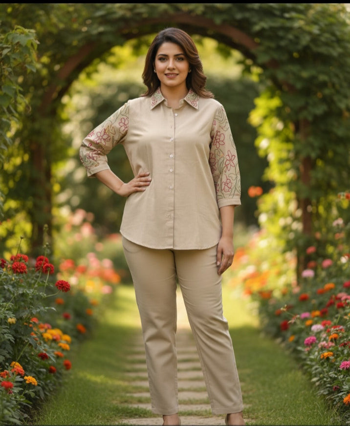 Beige Cotton Co-ord set