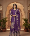 Royal Grape Scalloped Sharara Set