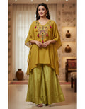 Golden Sand Mirror-Work Festive Lehenga