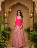 Magenta Mist Scalloped Peplum & Lehenga Set