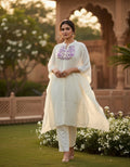 Ivory Cape-Style Kaftan Set