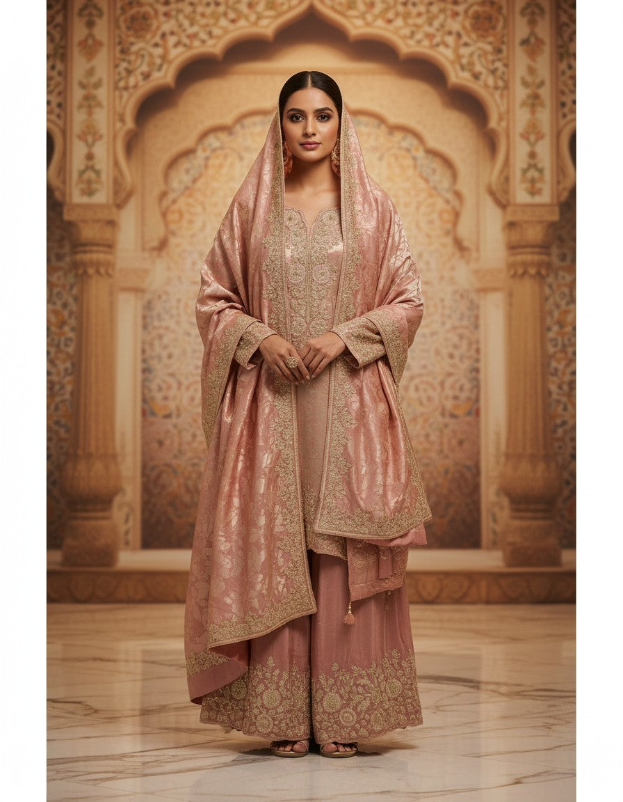Blush Rose Banarasi Sharara Set