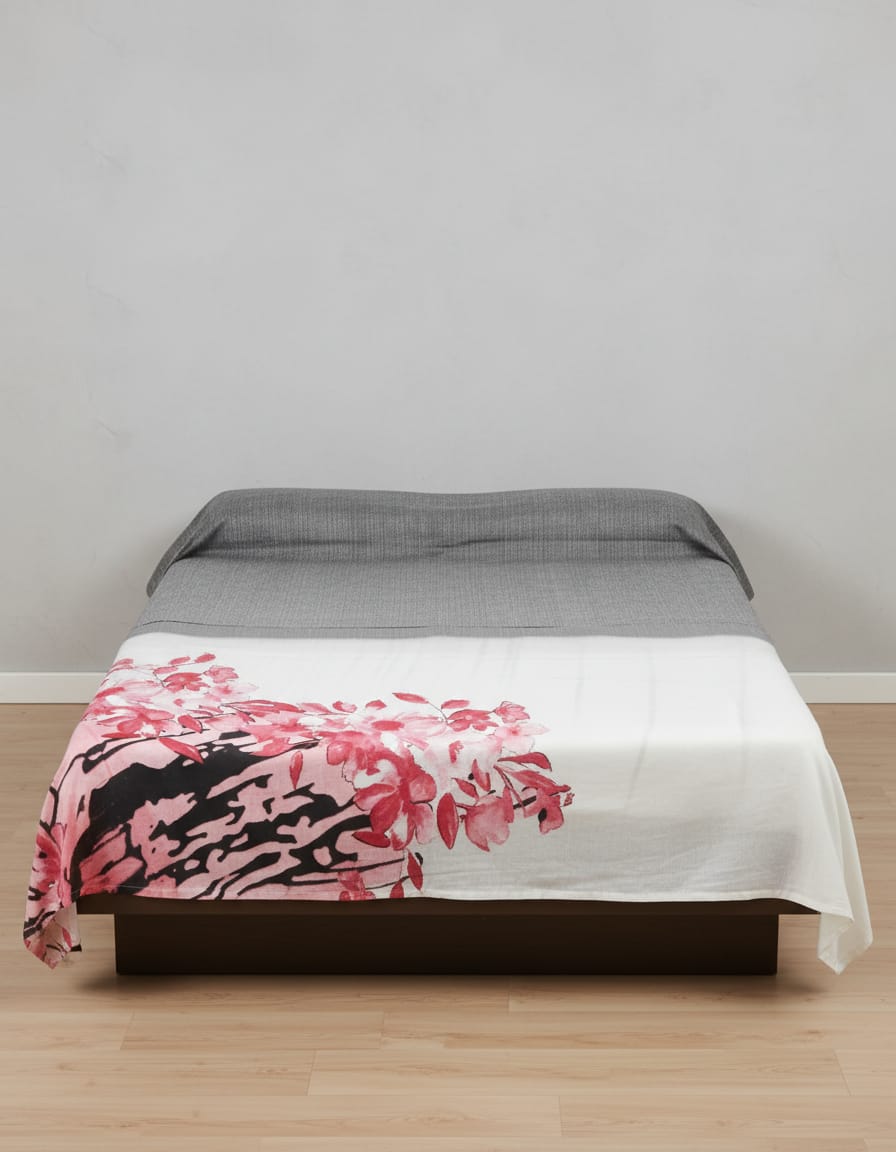 Floral Bedsheet With Matching Pillow Cover