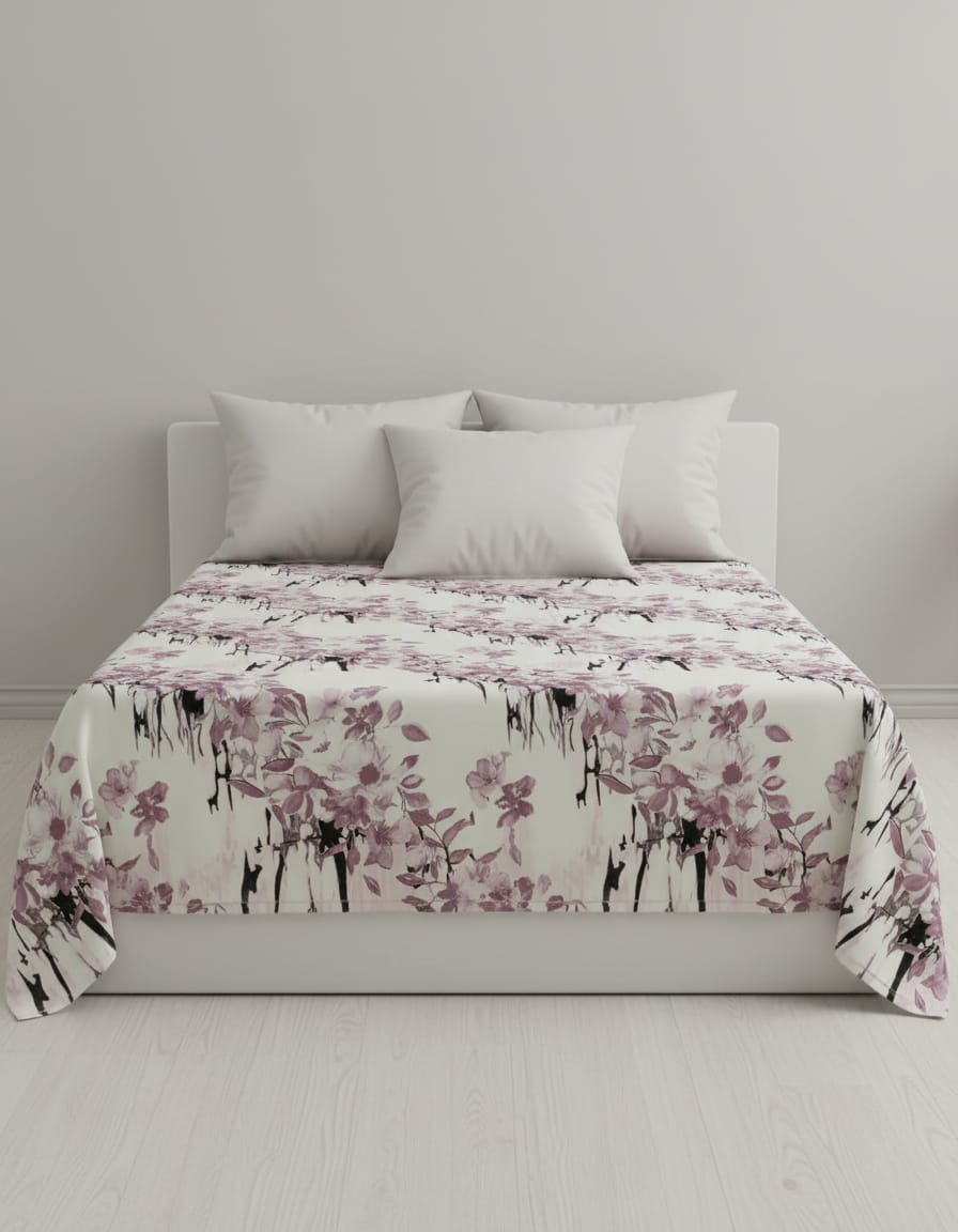 The Mauve Botanical Bedsheets With Matching Pillow Covers