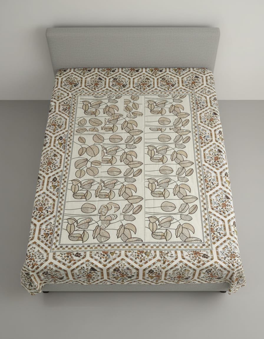 The Earthy Geometric Bedsheet With Matching Pillow Covers