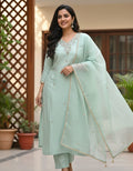 Seafoam Green Pastel Silk Suit Set