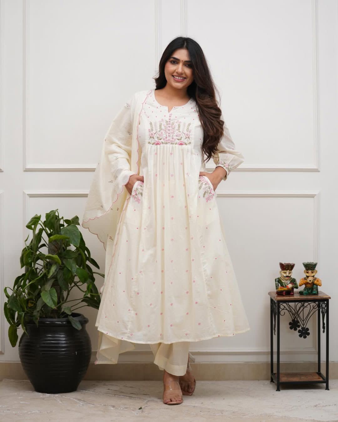 The Ivory Blossom Anarkali Set