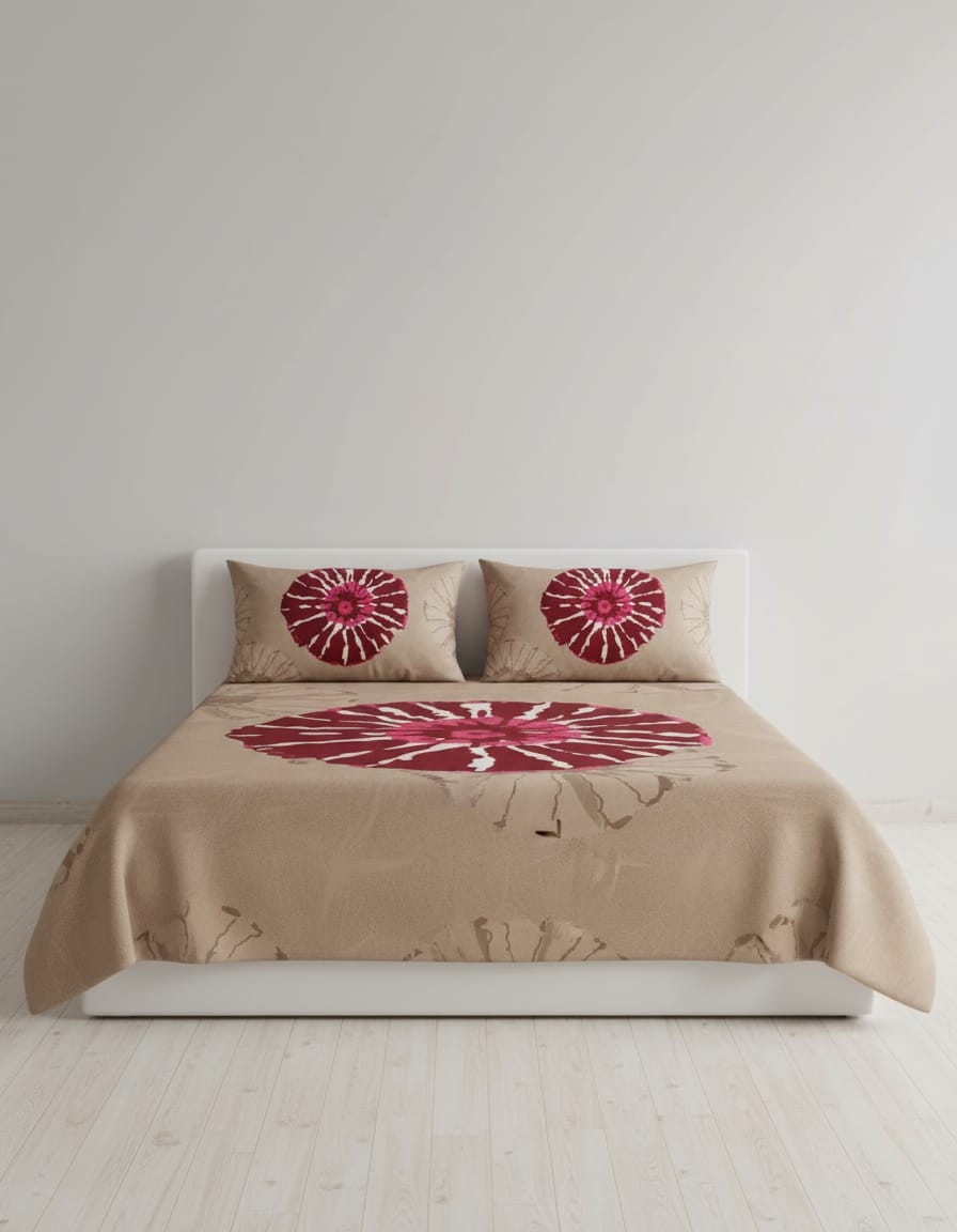 Crimson Solstice Bedsheets With Matching Pillow Covers